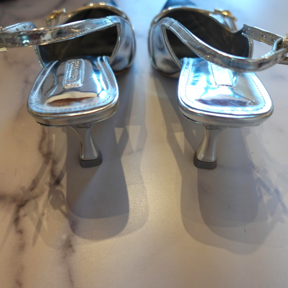 Larroude Ines Pumps Womens Size 8 Mirror Silver Specchio Slingback Heels Dressy - Picture 8 of 16